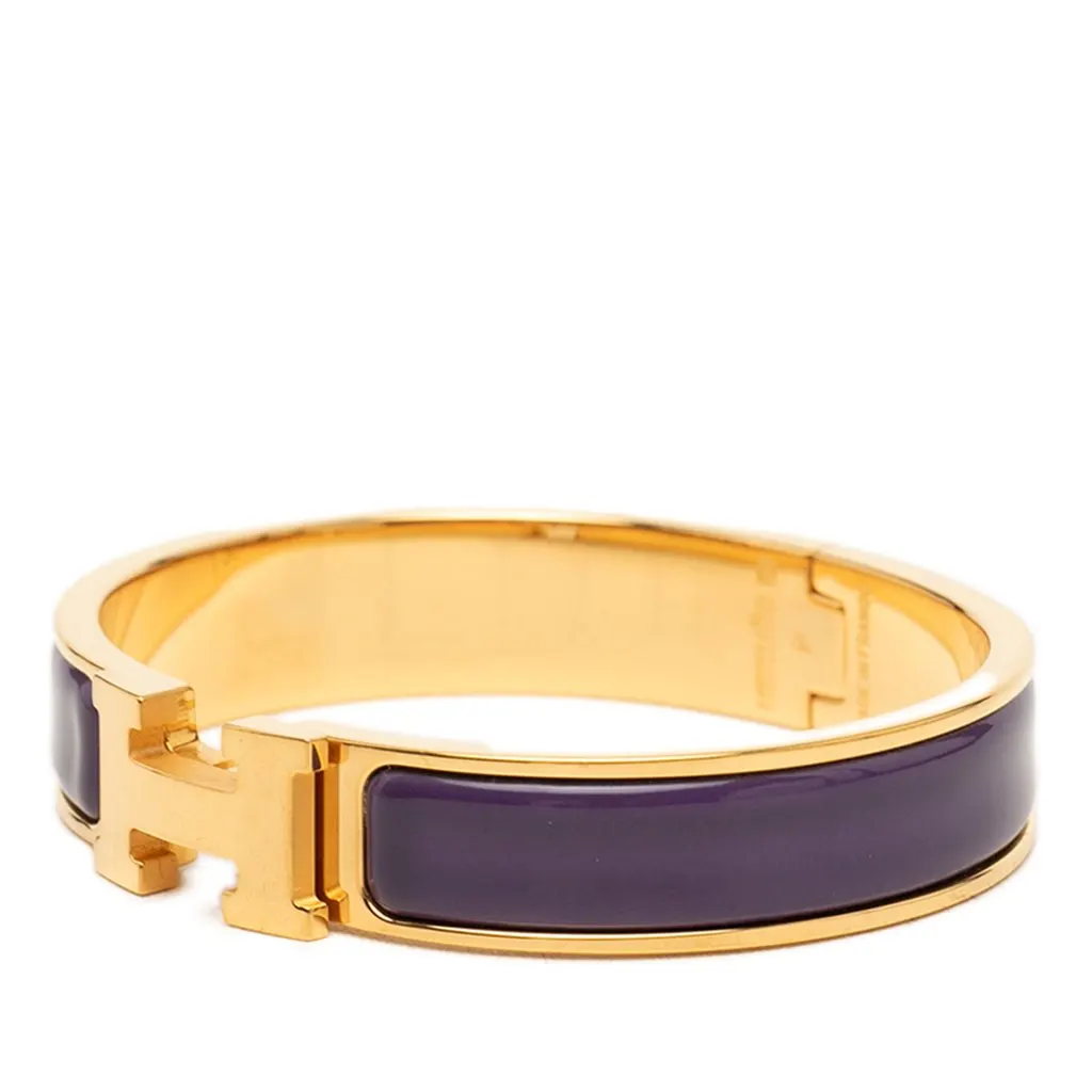Hermès Narrow Enamel Clic H Bracelet GM Purple Very good - Back View