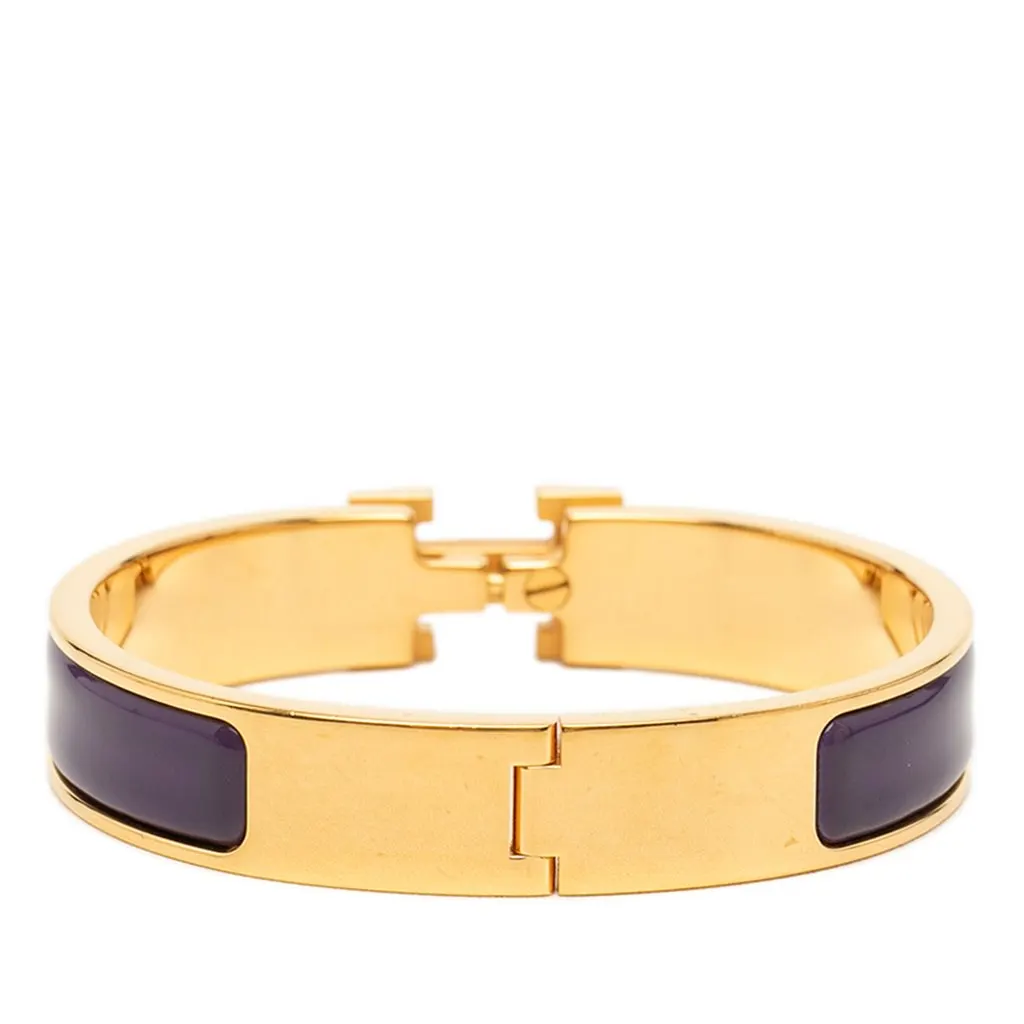 Hermès Narrow Enamel Clic H Bracelet GM Purple Very good - Inside View