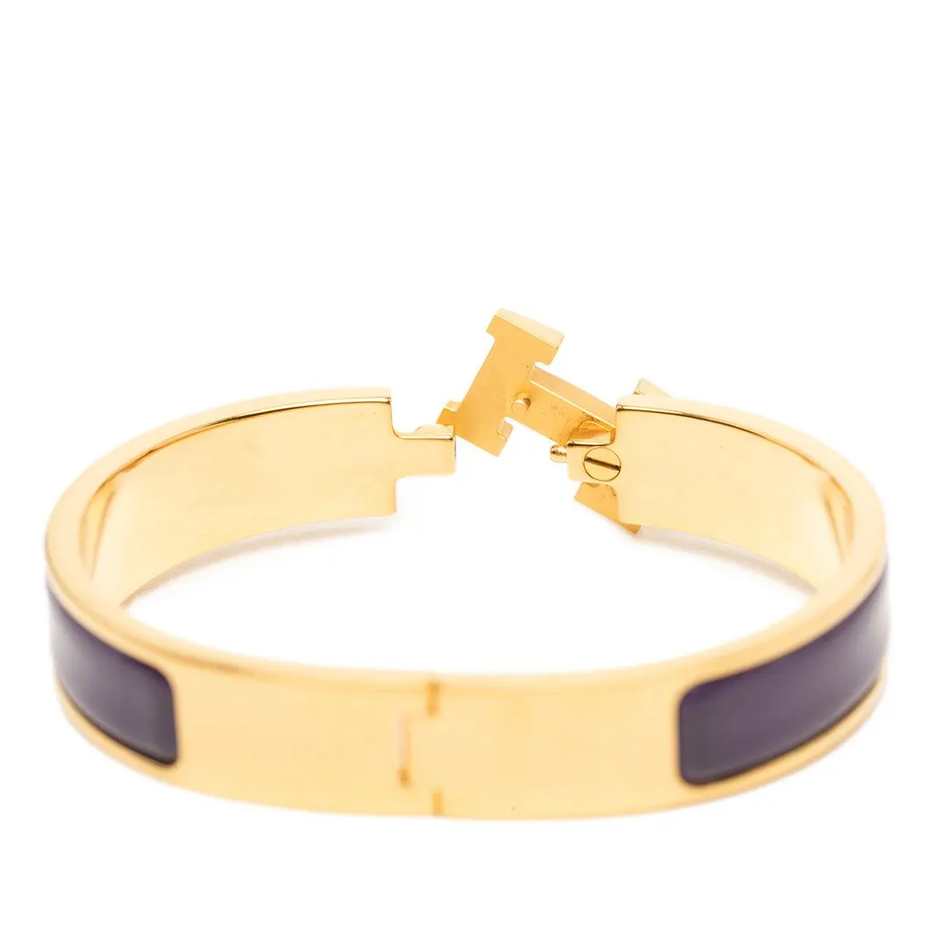 Hermès Narrow Enamel Clic H Bracelet GM Purple Very good - Box View