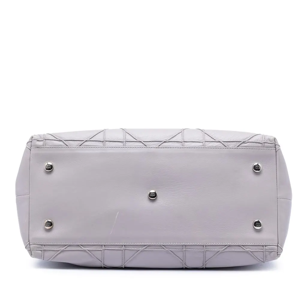 Dior Medium Lambskin Cannage Polochon Granville Satchel Grey Leather Very good - Inside View