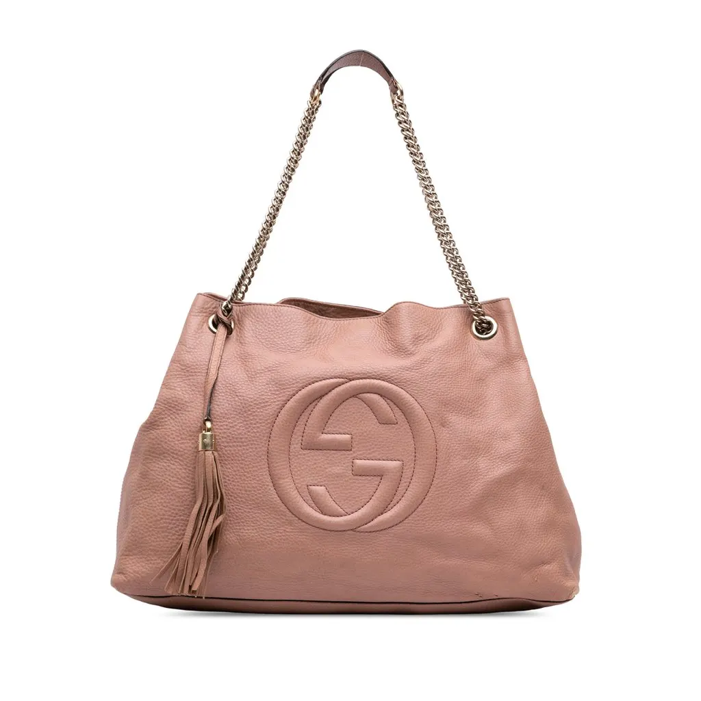 Gucci Large Calfskin Soho Chain Tote Pink Leather Good - Front View