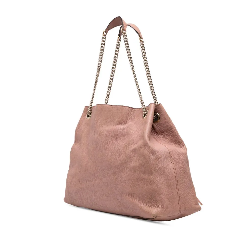 Gucci Large Calfskin Soho Chain Tote Pink Leather Good - Back View