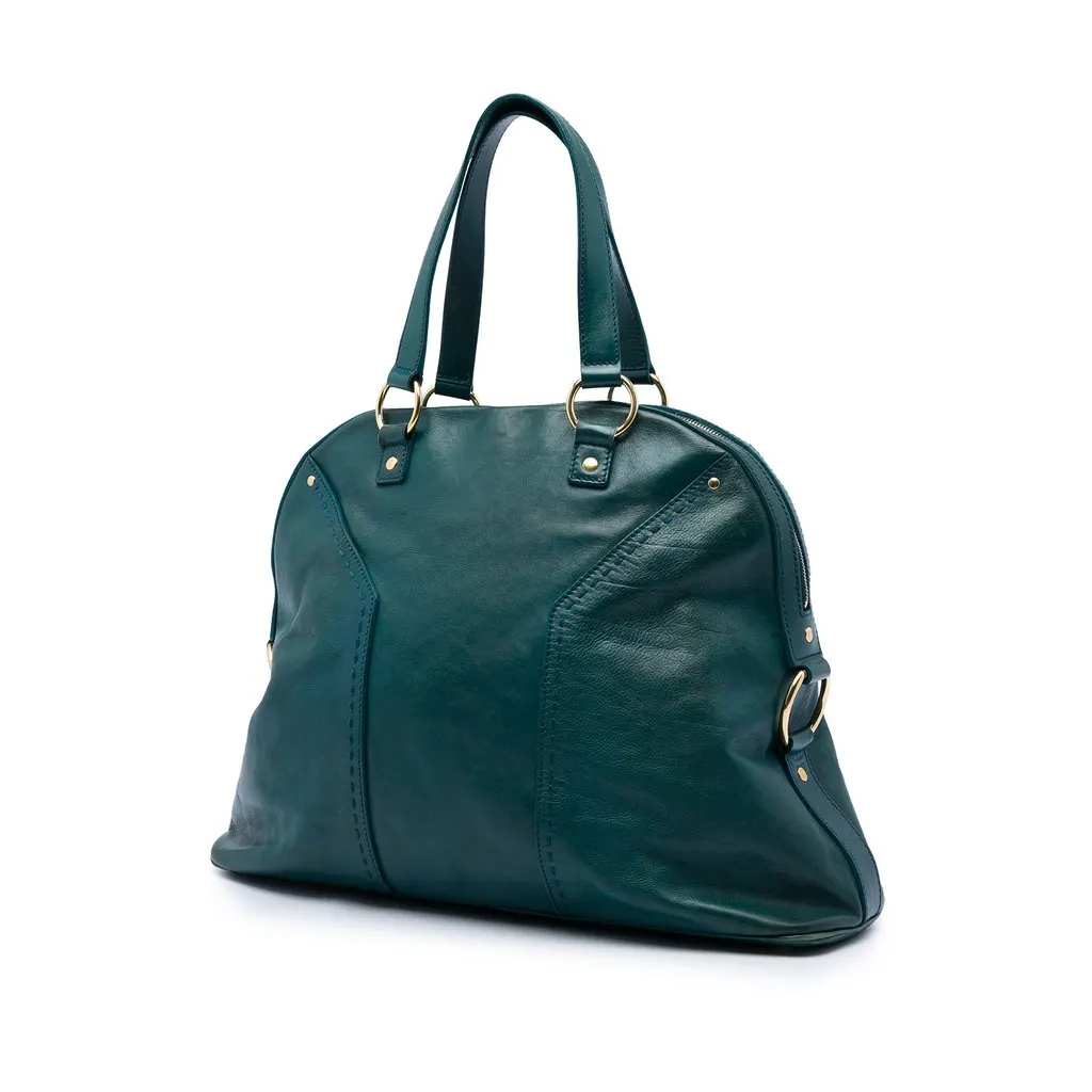 Saint Laurent Large Leather Muse Handbag Blue Leather Good - Back View