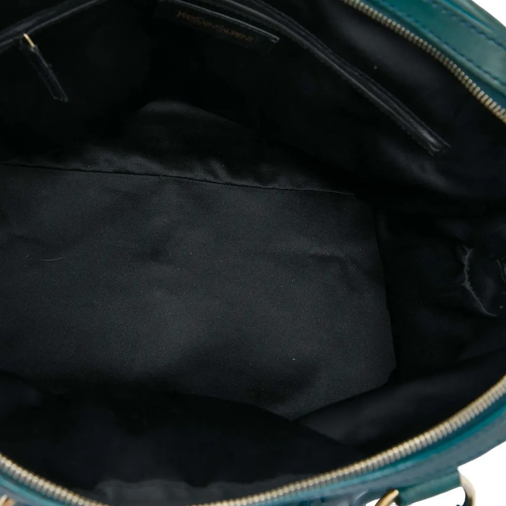 Saint Laurent Large Leather Muse Handbag Blue Leather Good - Model View