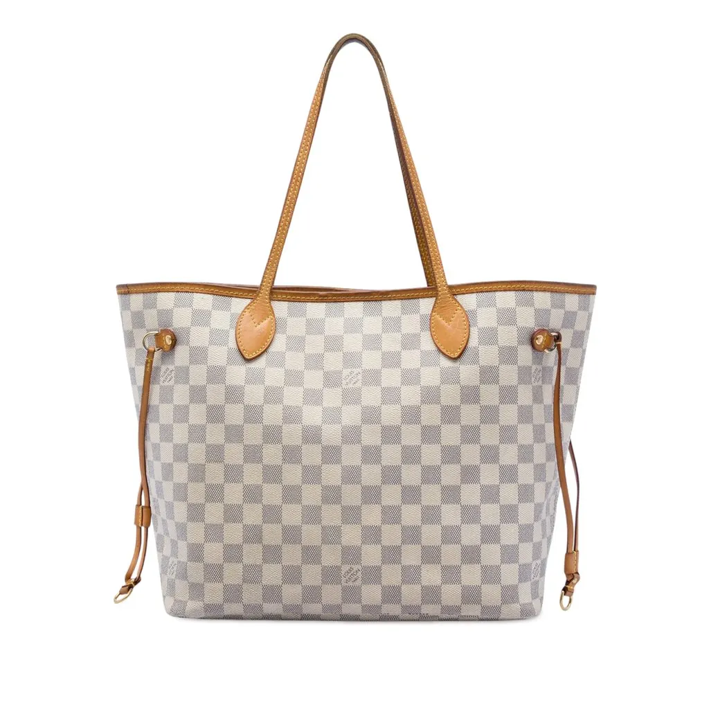 Louis Vuitton Damier Azur Neverfull MM White Canvas Very good - Front View