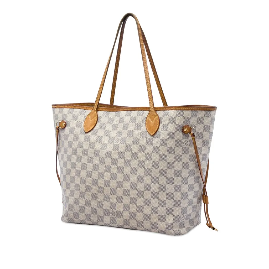 Louis Vuitton Damier Azur Neverfull MM White Canvas Very good - Back View