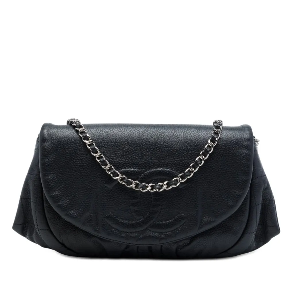 Chanel CC Caviar Half Moon Wallet on Chain Black Leather Very good - Front View