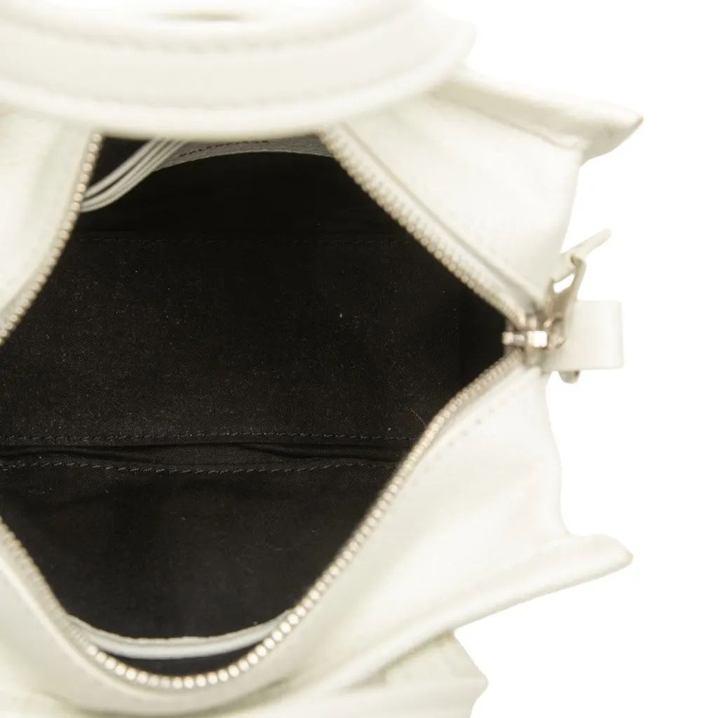 Balenciaga Lambskin Bazar Shopper Satchel XXS White Leather Good - Model View