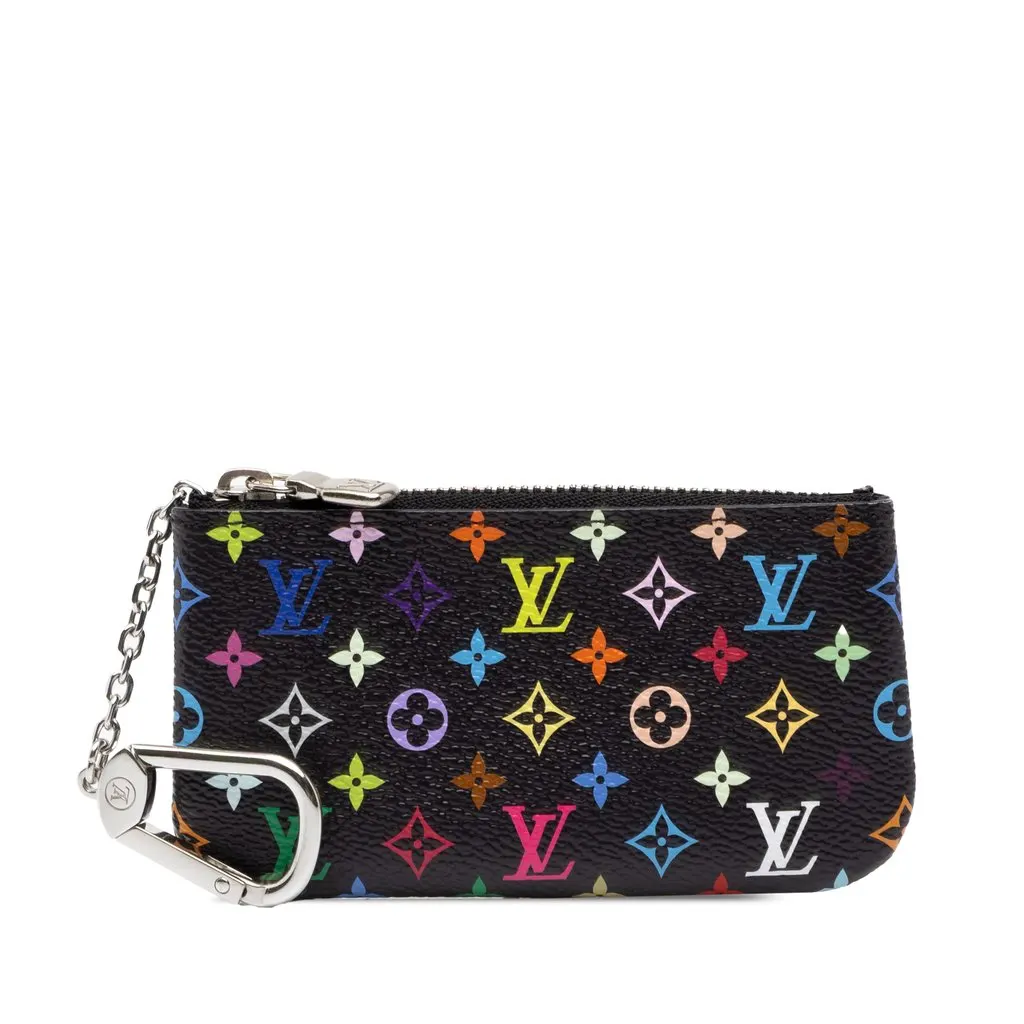 Louis Vuitton Takashi Murakami Monogram Multicolore Key Pouch Black Canvas Very good - Front View