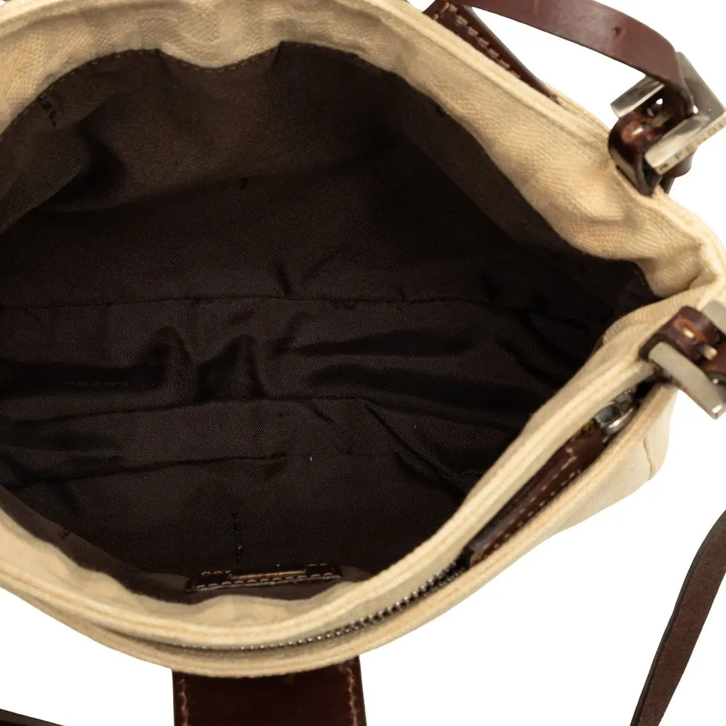 Fendi Zucca Canvas Shoulder Bag Beige Canvas Good - Model View