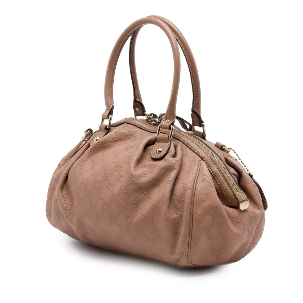 Gucci Guccissima Sukey Satchel Pink Leather Good - Back View