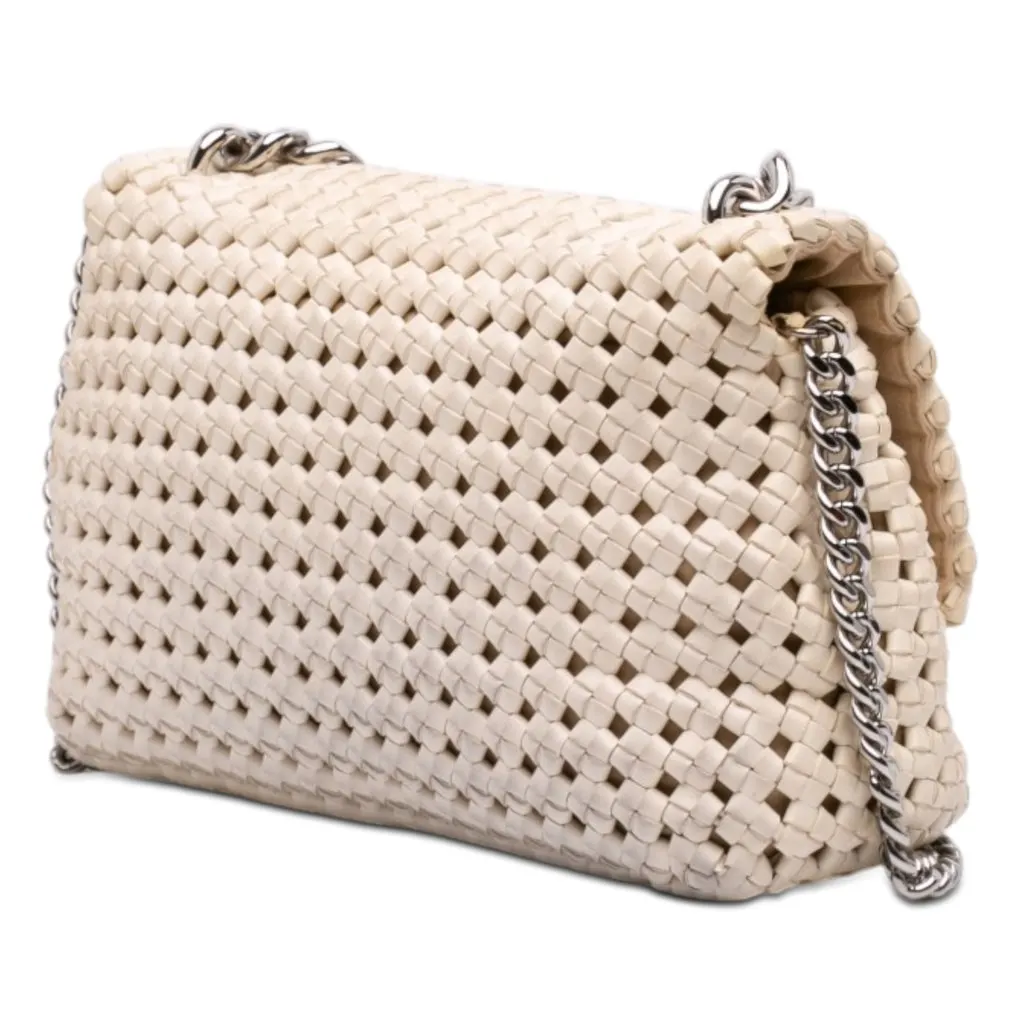 Stella McCartney Woven Faux Leather Becks Top Handle Bag White Good - Back View