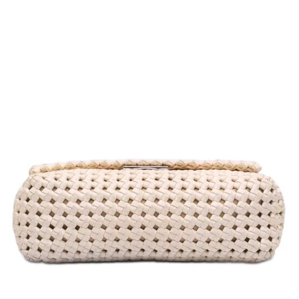 Stella McCartney Woven Faux Leather Becks Top Handle Bag White Good - Inside View