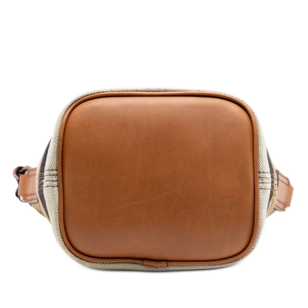 Burberry Mini Mega Check Canvas Ashby Tassel Bucket Bag Brown Very good - Inside View