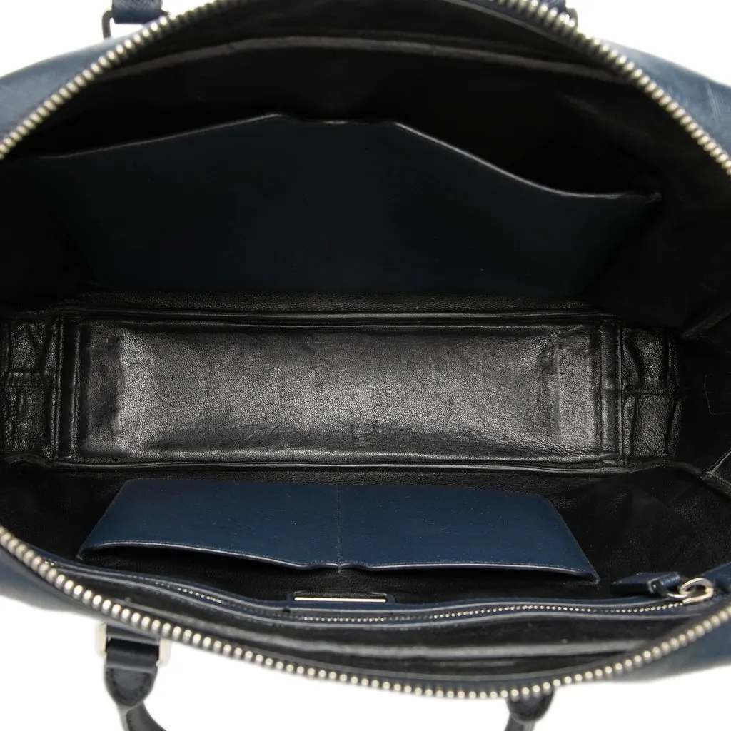 Prada Saffiano Business Bag Blue Leather Very good - Model View
