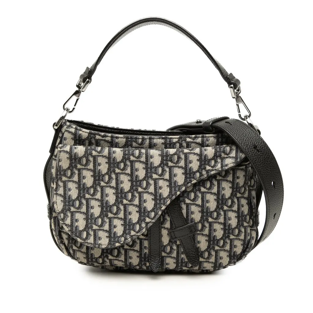 Dior Mini Oblique Canvas Soft Saddle Satchel Blue Very good - Front View
