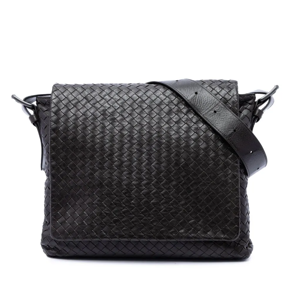 Bottega Veneta Nappa Intrecciato Messenger Bag Brown Leather Very good - Front View
