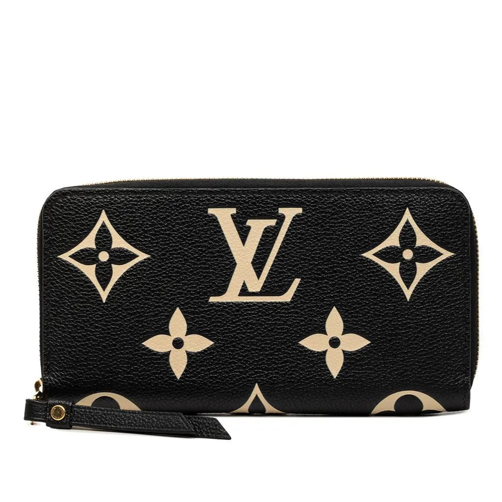 Louis Vuitton Bicolor Monogram Empreinte Giant Zippy Wallet Black Leather Very good - Front View
