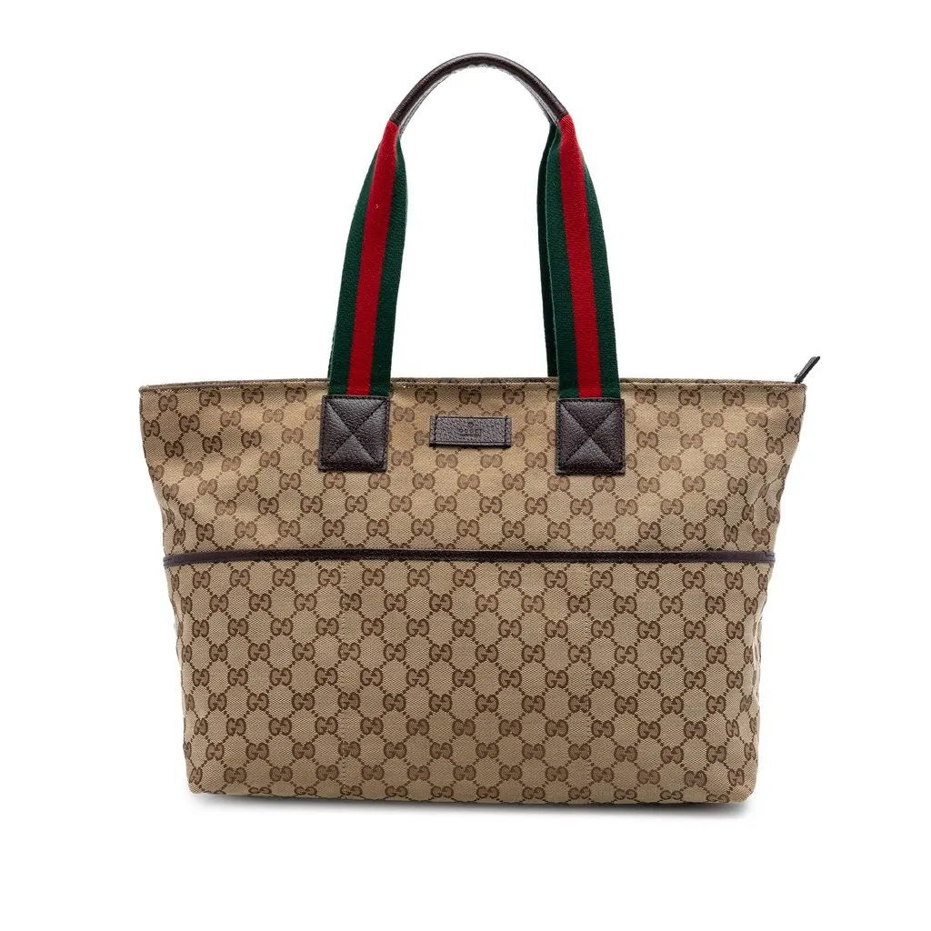 Gucci GG Canvas Web Tote Beige Very good - Front View