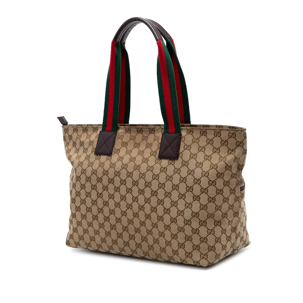 Gucci GG Canvas Web Tote Beige Very good - Back View