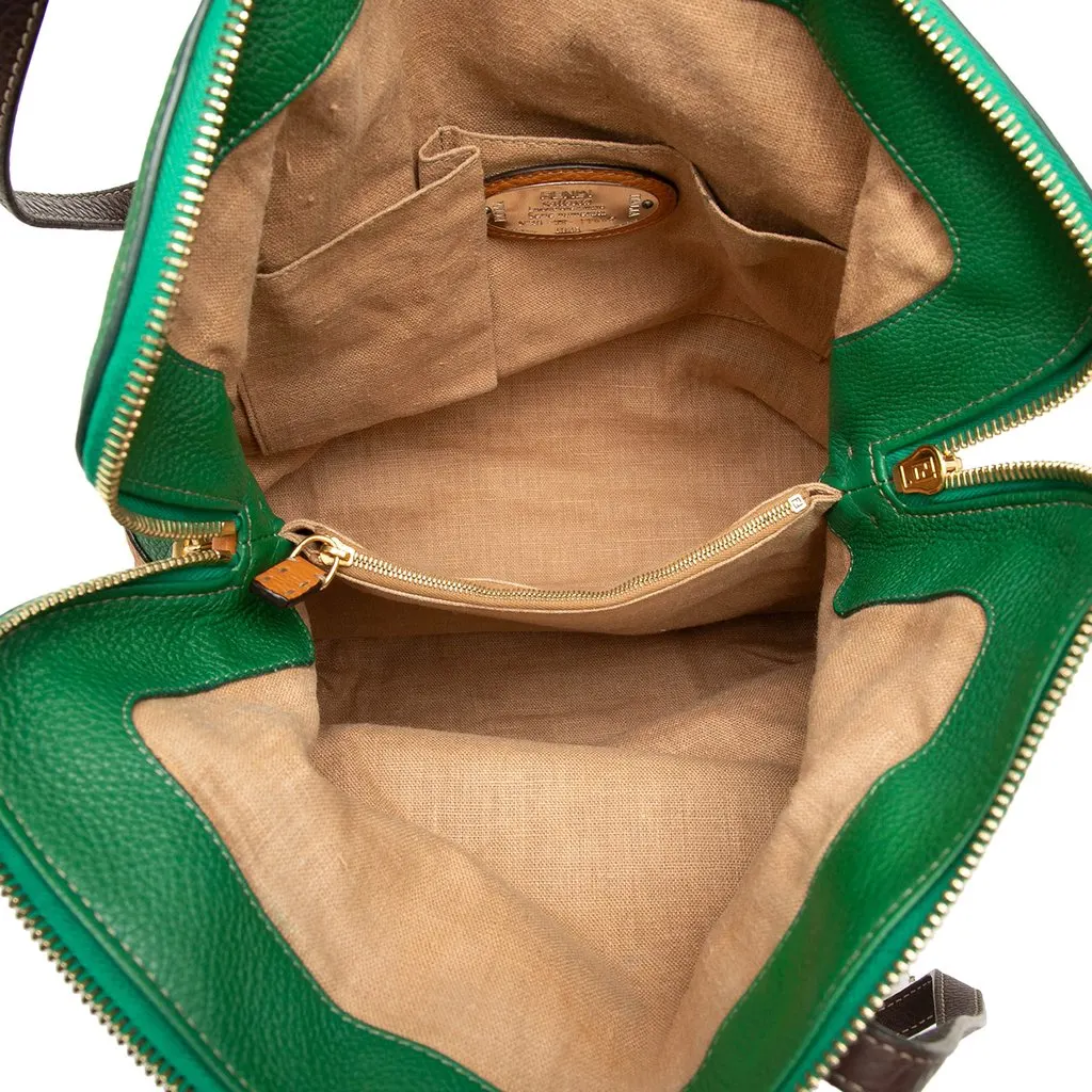 Fendi Medium Leather 2Bag Colorblock Tote Green Leather Good - Model View