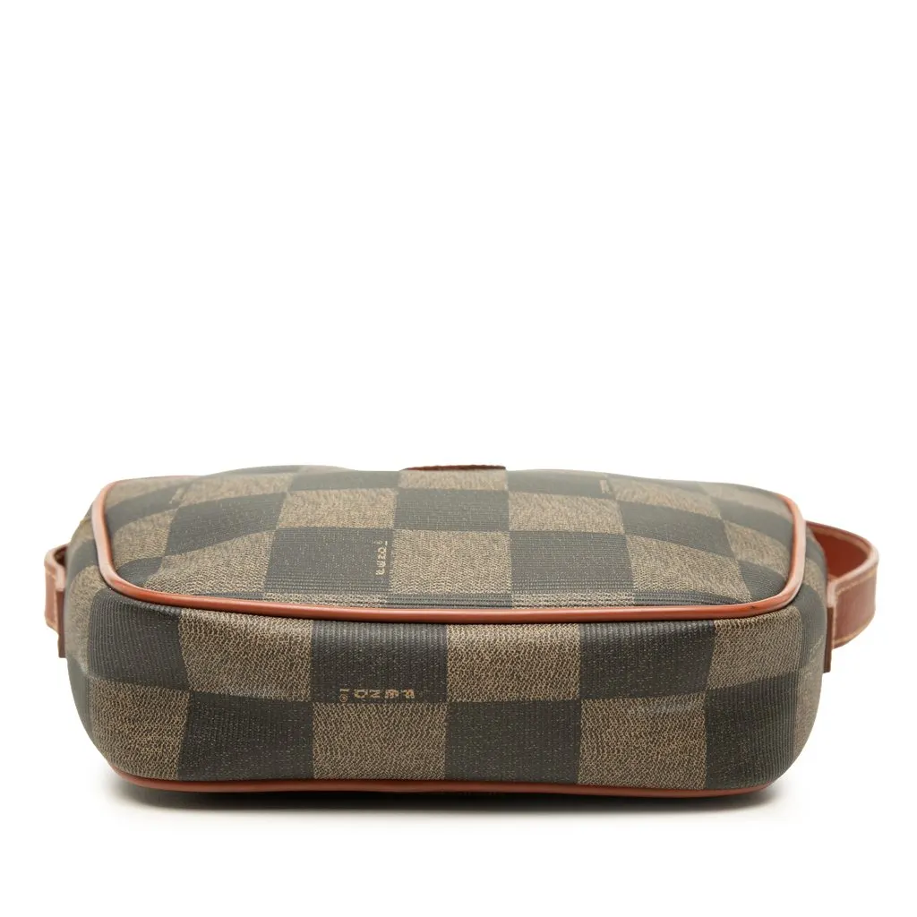 Fendi Pequin Coated Canvas Checkboard Crossbody Brown Canvas Very good - Inside View