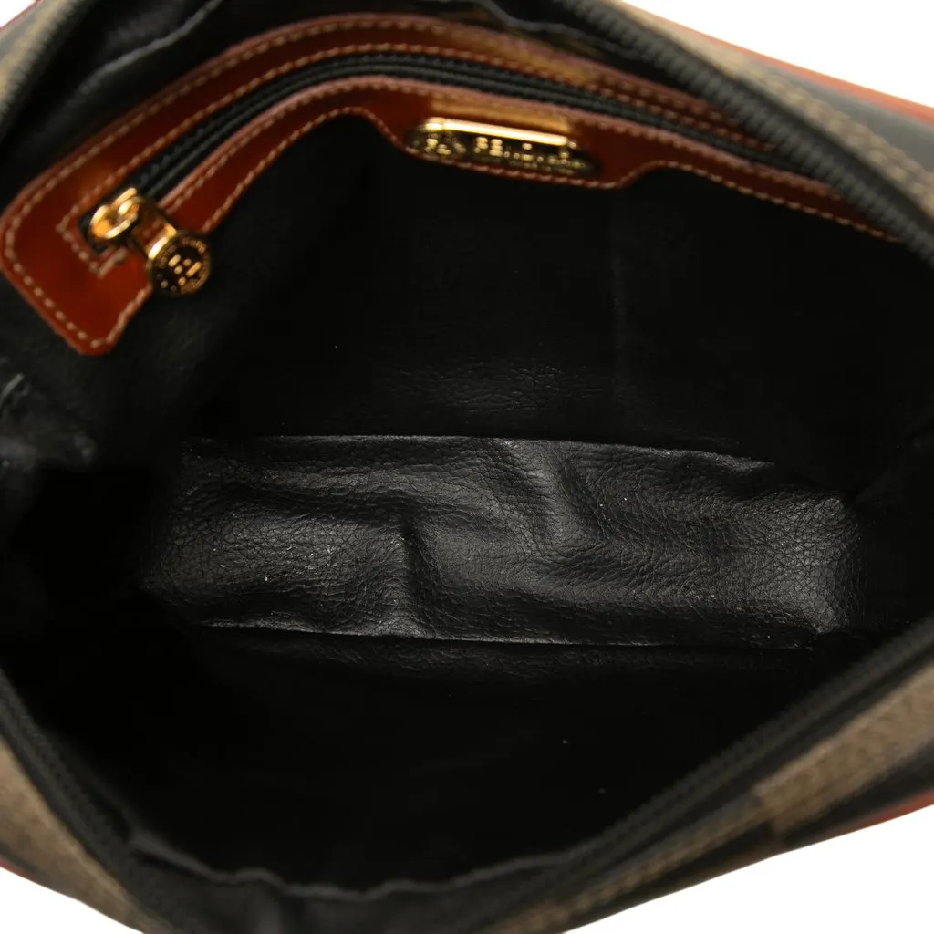 Fendi Pequin Coated Canvas Checkboard Crossbody Brown Canvas Very good - Model View