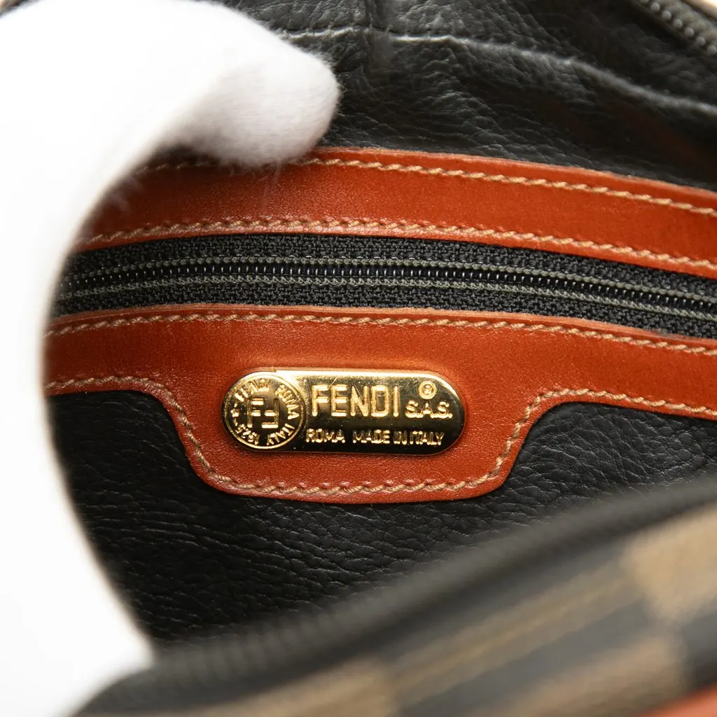 Fendi Pequin Coated Canvas Checkboard Crossbody Brown Canvas Very good - Box View