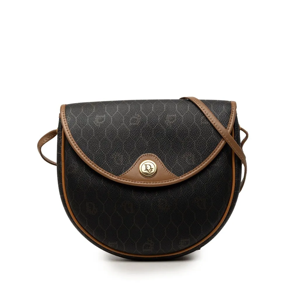 Dior Honeycomb Coated Canvas Crossbody Black Very good - Front View