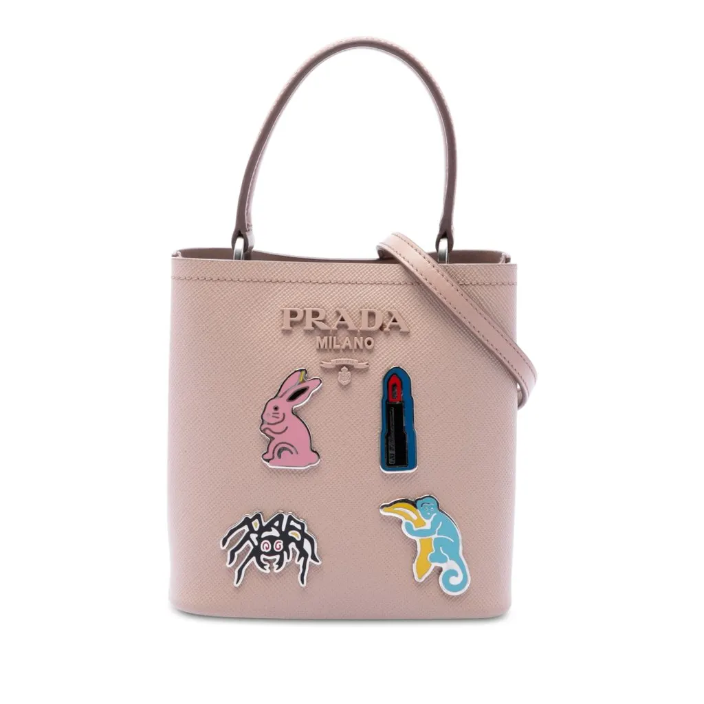 Prada Small Saffiano Cuir Smalto Panier Satchel Brown Leather Good - Front View