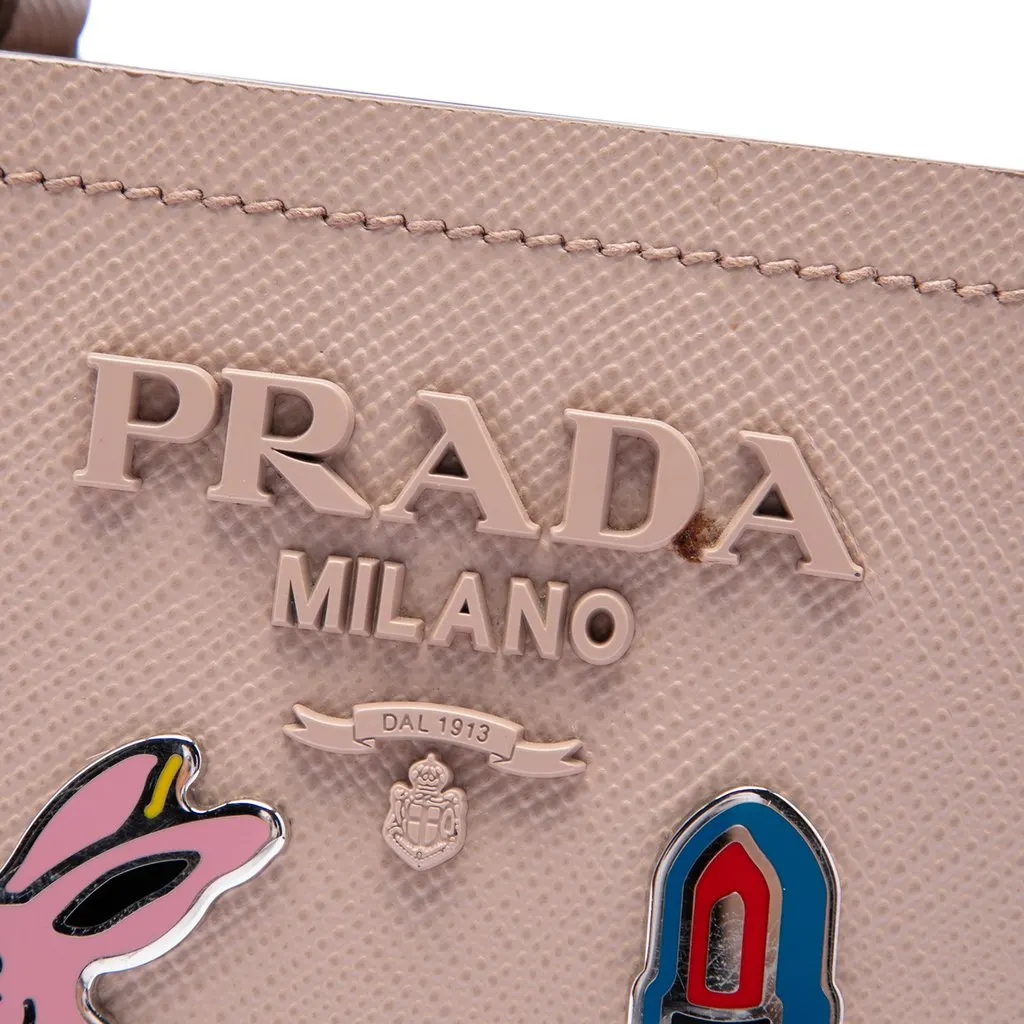 Prada Small Saffiano Cuir Smalto Panier Satchel Brown Leather Good - Box View
