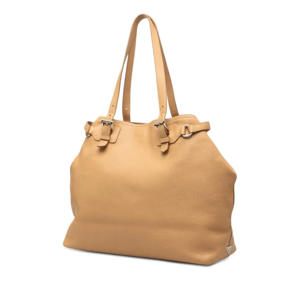 Prada Vitello Daino Tote Brown Leather Good - Back View