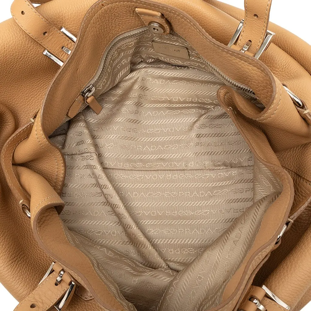 Prada Vitello Daino Tote Brown Leather Good - Model View