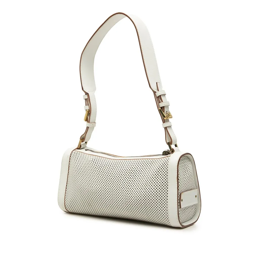 Gucci Perforated Leather Shoulder Bag White Leather Very good - Back View
