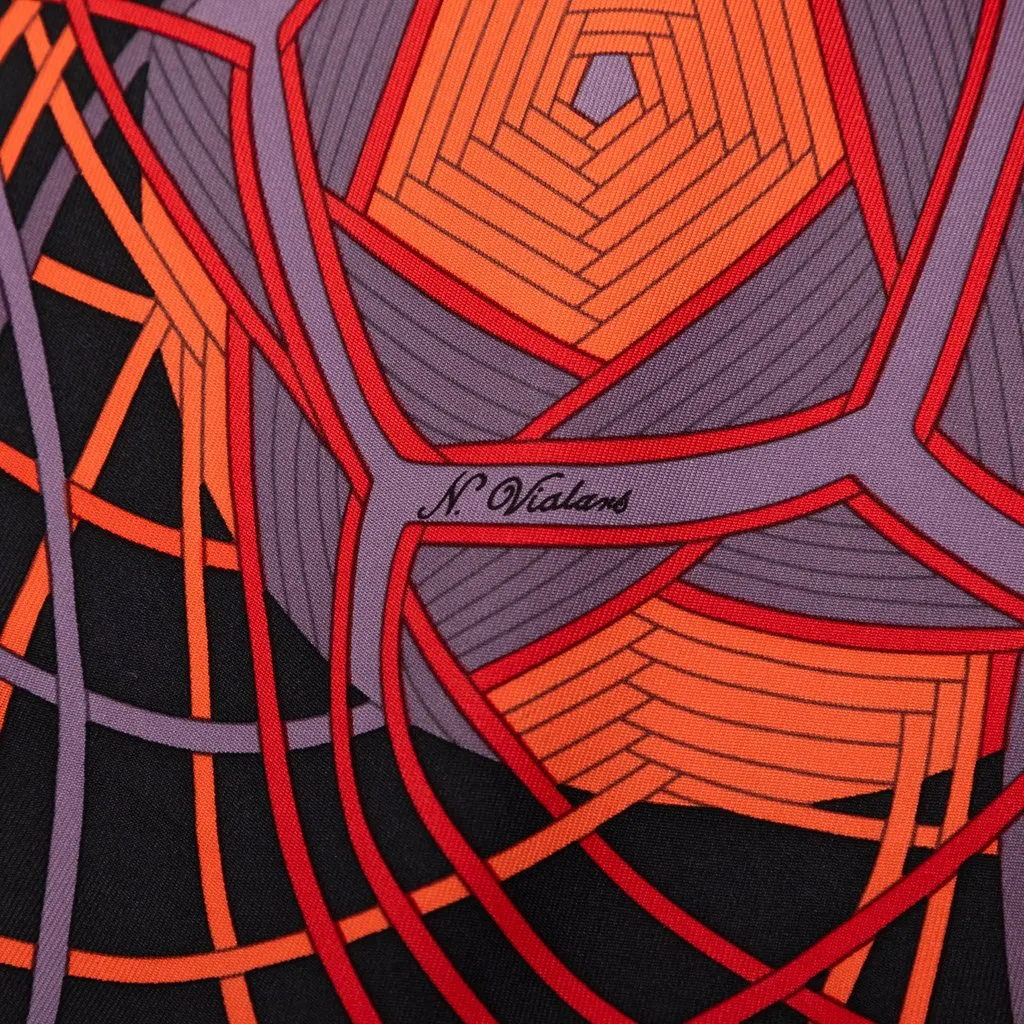 Hermès L Art du Temari Silk Scarf 90 Black Never worn - Model View