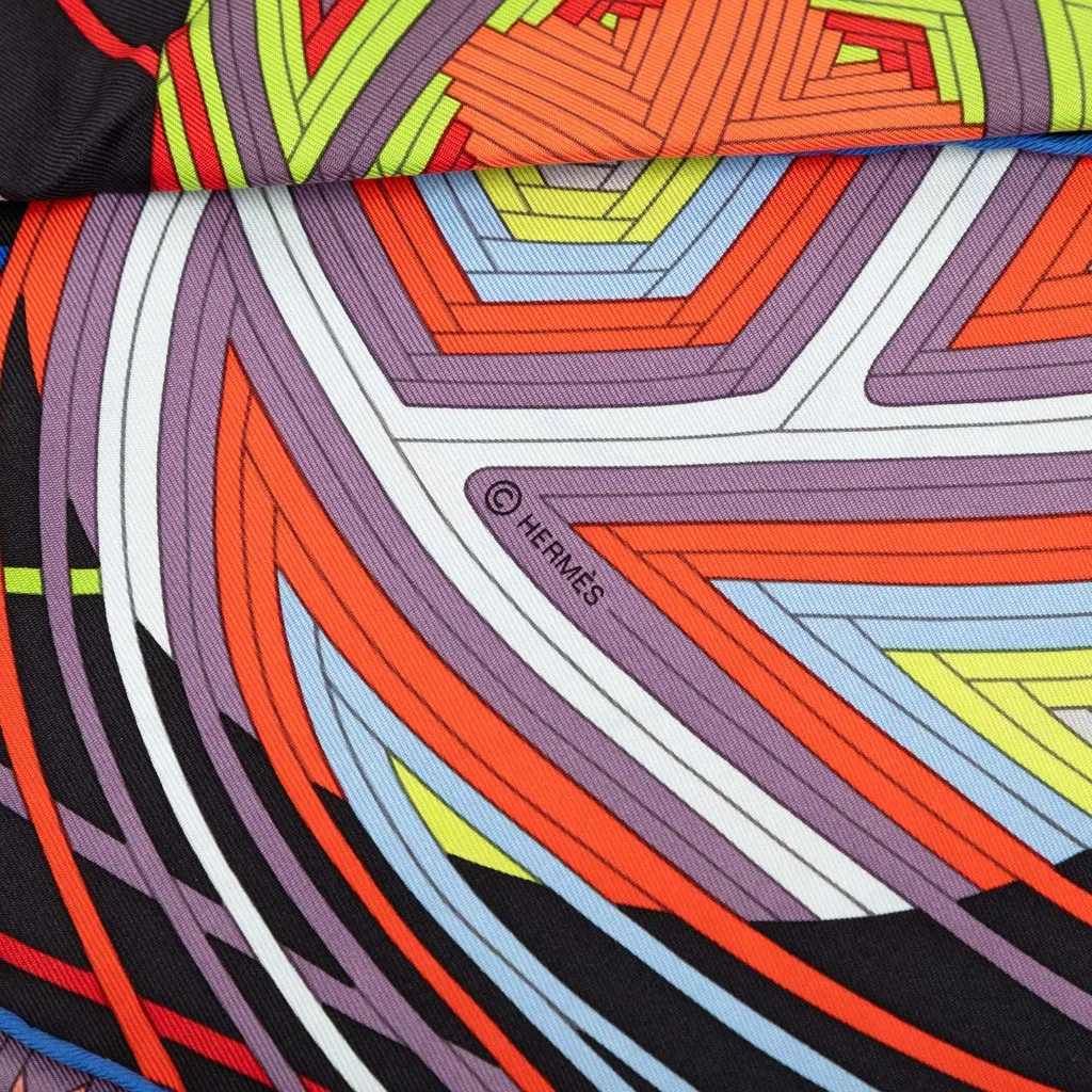 Hermès L Art du Temari Silk Scarf 90 Black Never worn - Box View