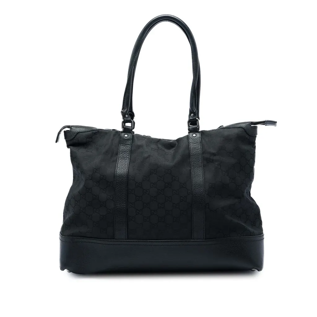 Gucci GG Canvas Tote Black Canvas Good - Front View