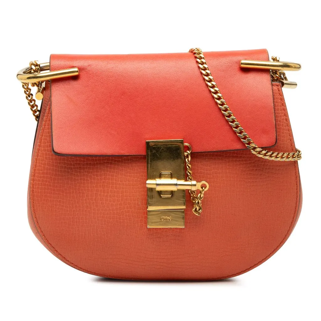 Chloé Small Leather Drew Crossbody Orange Leather Very good - Front View