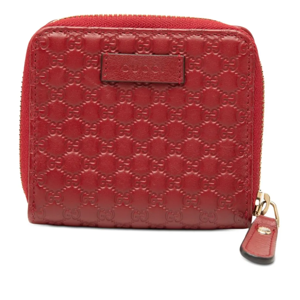 Gucci Microguccissima Zip Around Small Wallet Red Leather Very good - Front View