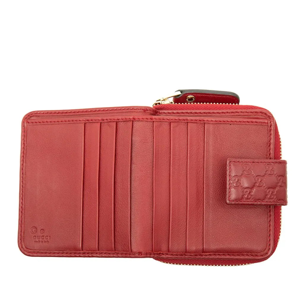 Gucci Microguccissima Zip Around Small Wallet Red Leather Very good - Model View