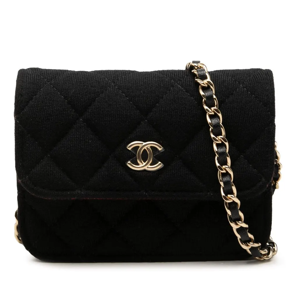 Chanel Mini CC Quilted Jersey VIP Flap Black Very good - Front View
