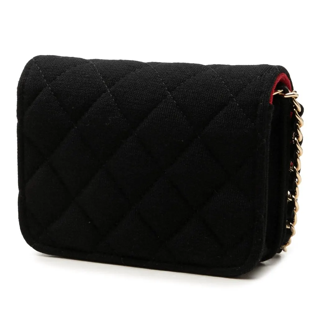 Chanel Mini CC Quilted Jersey VIP Flap Black Very good - Back View