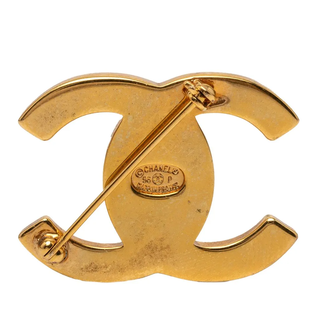 Chanel CC Gold Plated Turn Lock Brooch Gold Metal Very good - Back View
