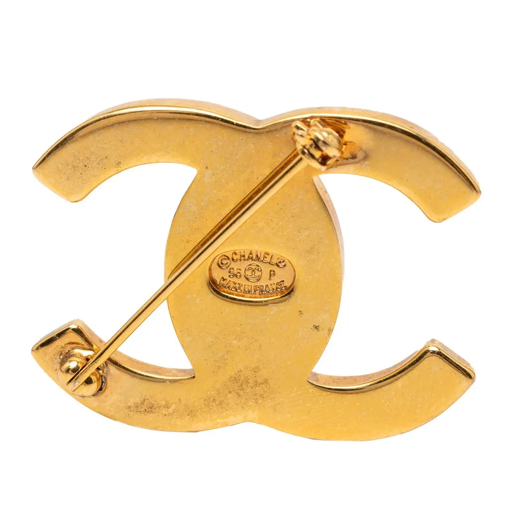Chanel CC Gold Plated Turn Lock Brooch Gold Metal Very good - Inside View