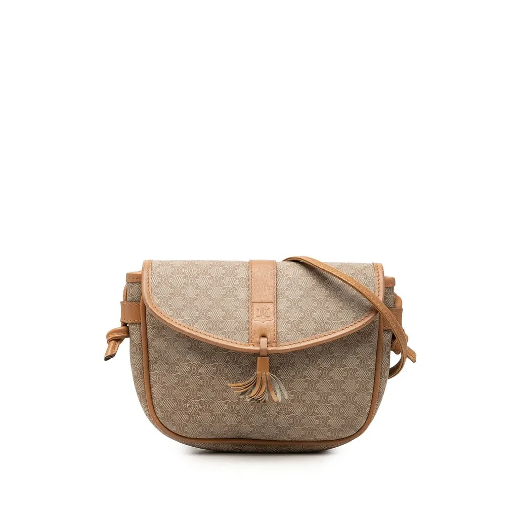 Celine Macadam Coated Canvas Crossbody Beige Canvas Very good - Front View