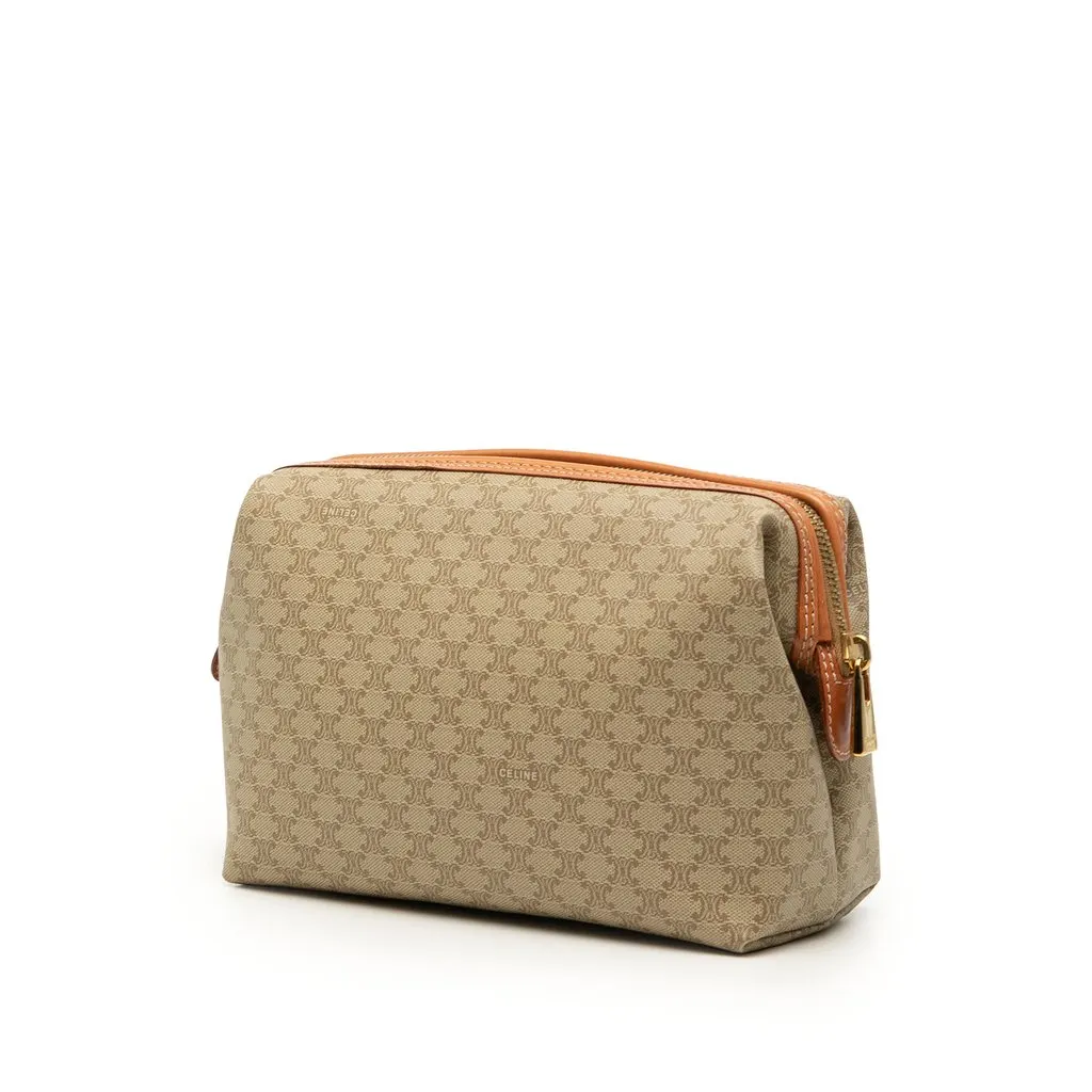 Celine Macadam Coated Canvas Pouch Beige Very good - Back View