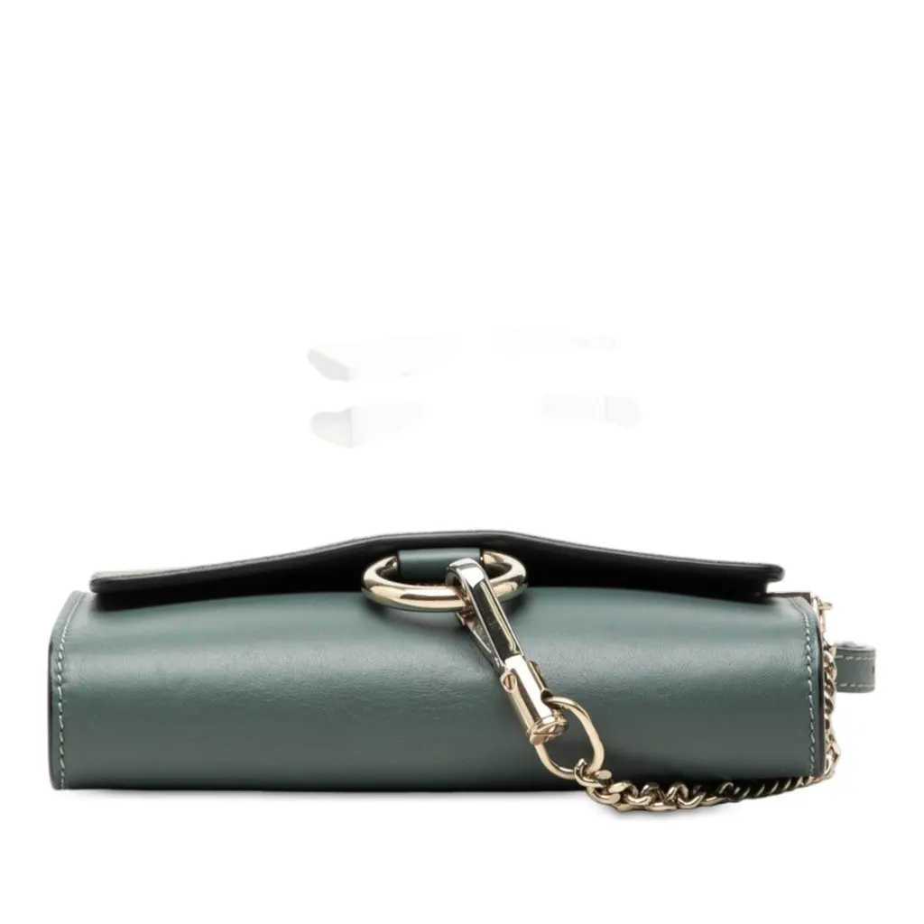 Chloé Mini Suede and Calfskin Faye Chain Crossbody Blue Leather Very good - Inside View
