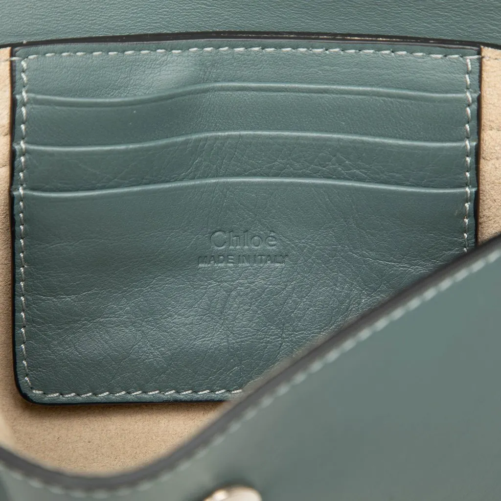 Chloé Mini Suede and Calfskin Faye Chain Crossbody Blue Leather Very good - Box View