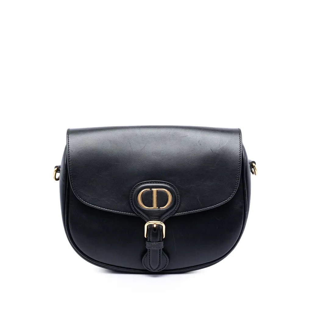 Dior Medium Leather Bobby Crossbody Black Leather Good - Front View