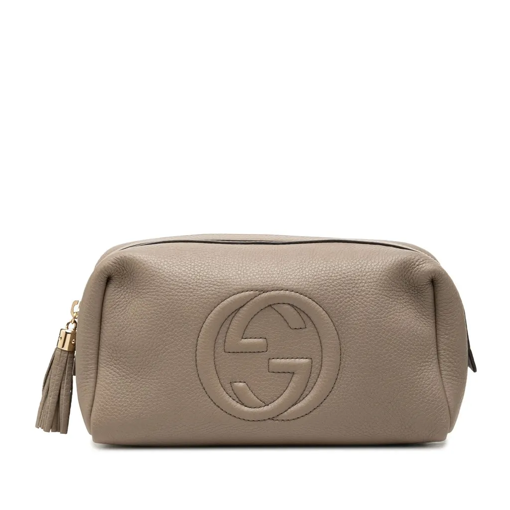 Gucci Calfskin Soho Clutch Brown Leather Good - Front View
